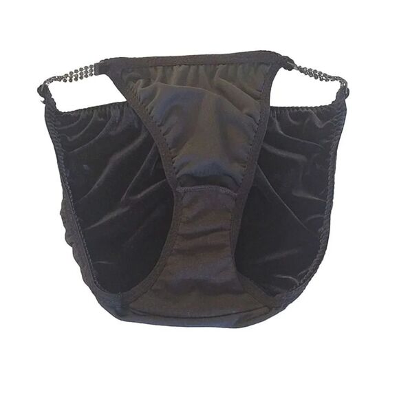 Victoria's Secret 1997 Black Rhinestone String Bikini Panties Med NWOT - Picture 10 of 11